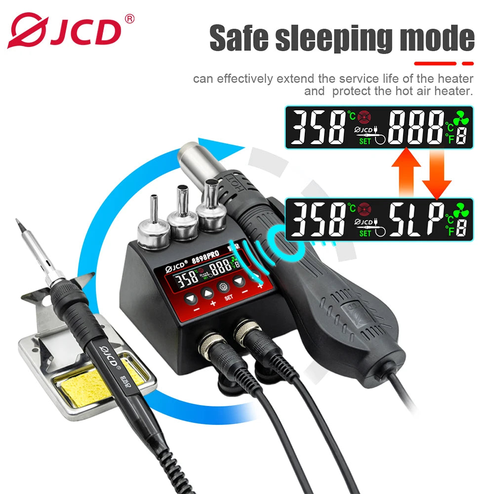 JCD 8898 2-In-1 Soldering Station With Hot Air Rework