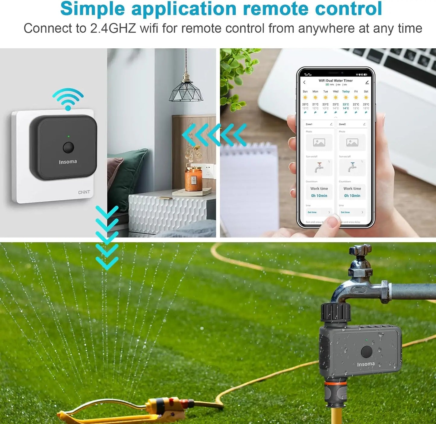 INSOMA WiFi Garden Sprinkler Timer for Smart Irrigation Alexa