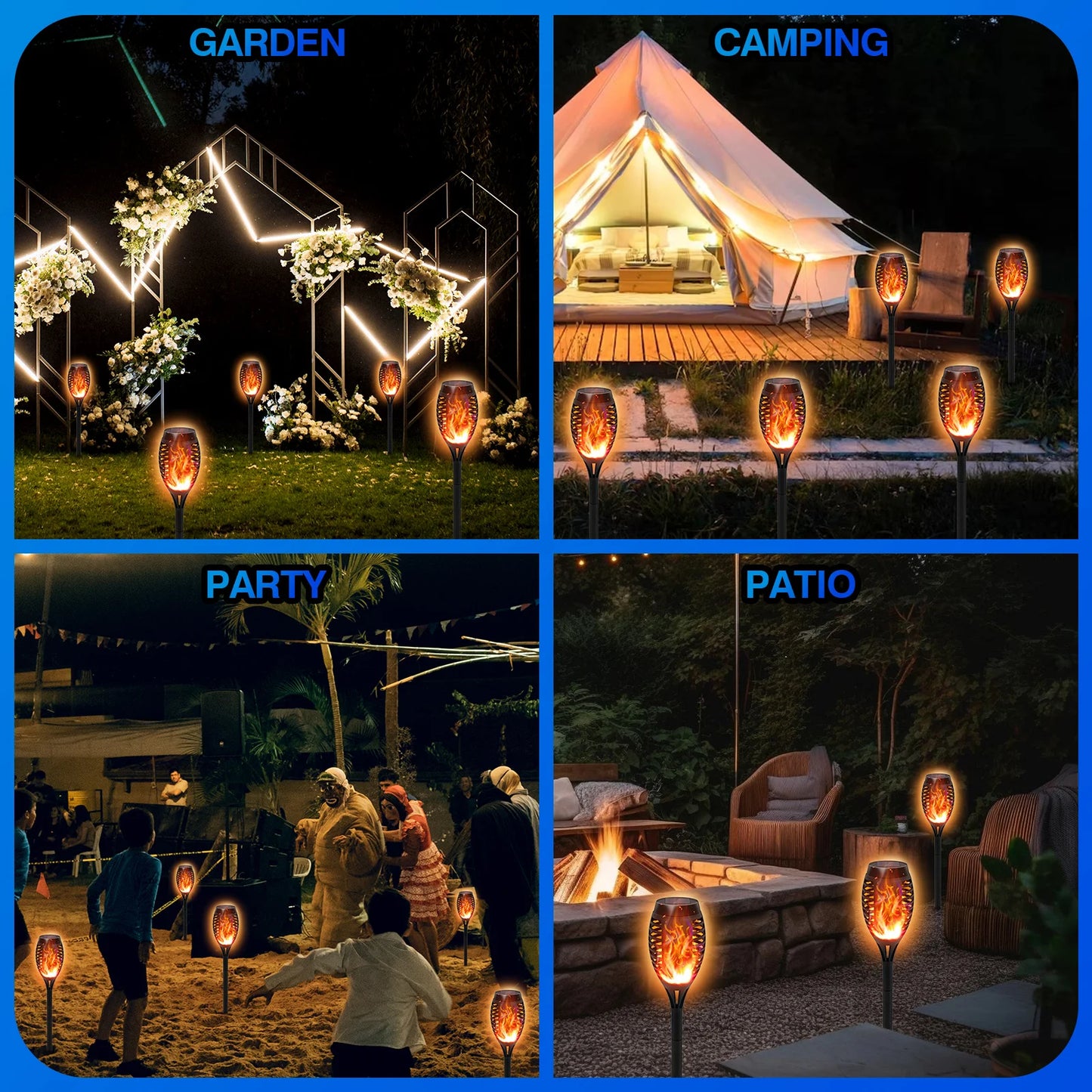 Solar Lights Outdoor LED Flickering Flame Torch Waterproof Garden Decor