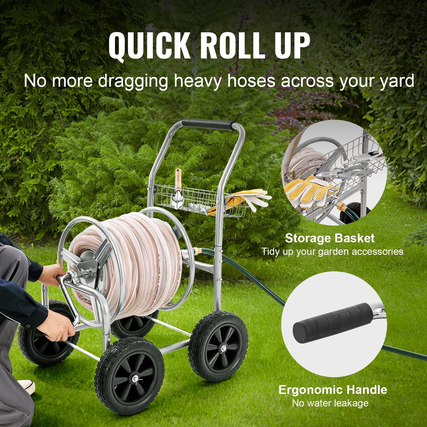 SucceBuy Hose Reel Cart Heavy Duty Garden Water System