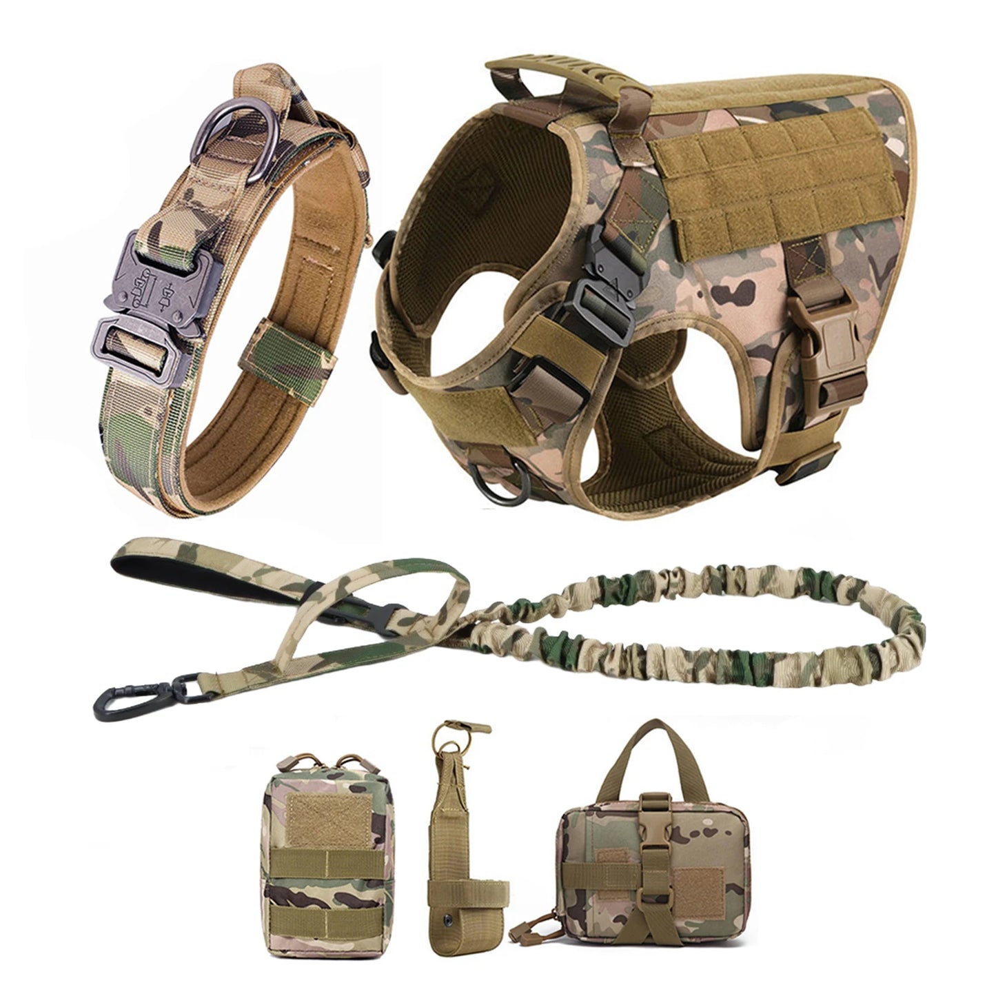 Nylon Tactical Dog Harness With MOLLE Pouches For Training