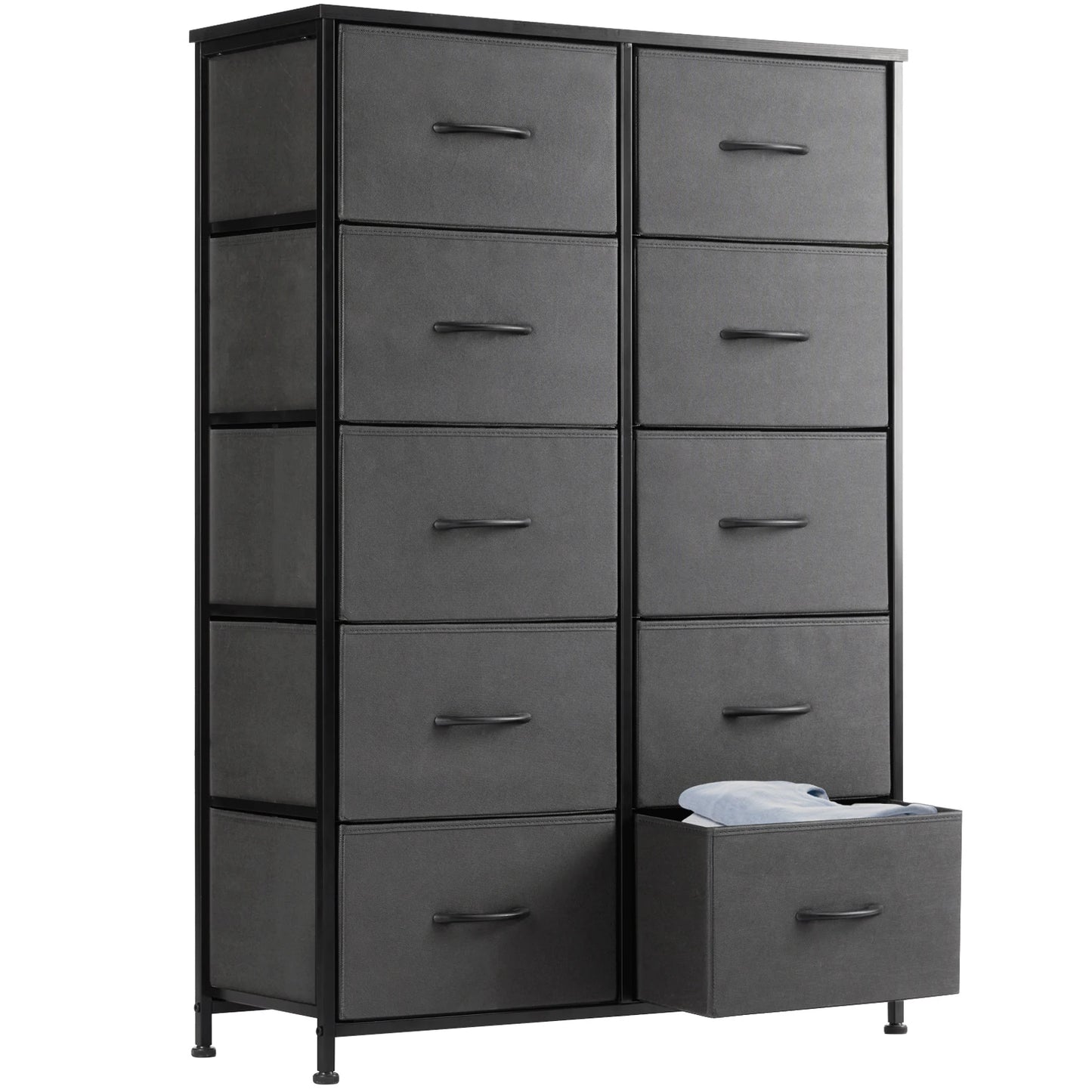 JHK Bedside Table Wardrobe With Steel Frame And Fabric Drawers