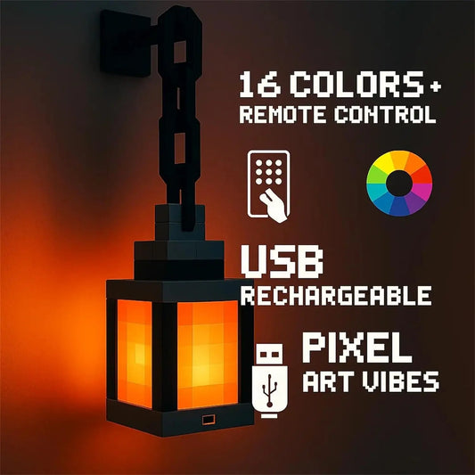 Pixel Style Night Light Portable Lantern With 16 Colors