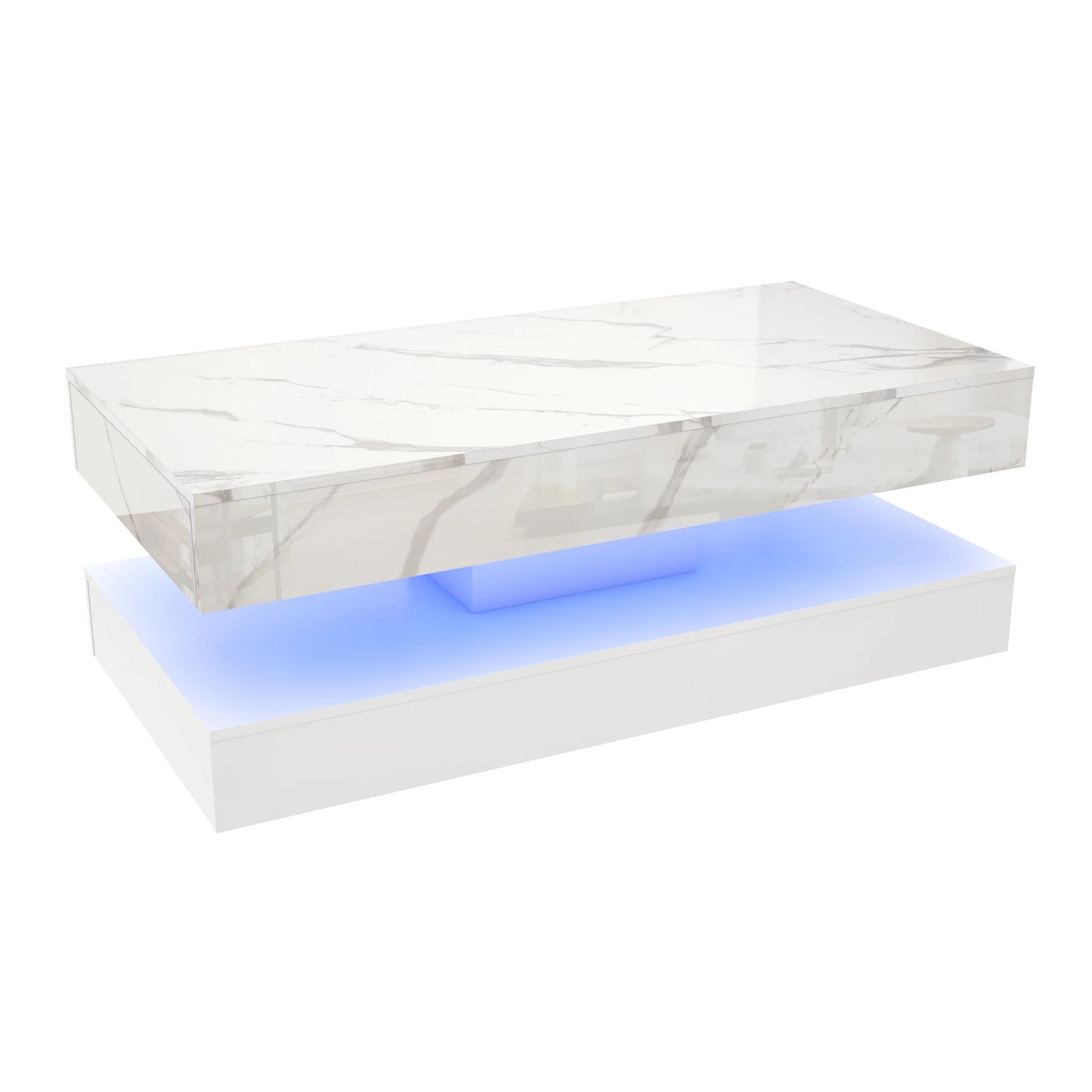 QiaoShiRen LED Coffee Table With Double Layer Storage Drawers
