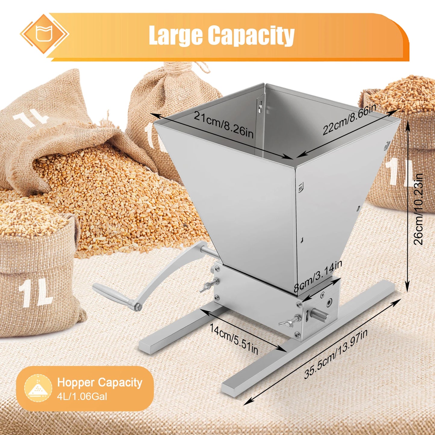 Stainless Steel Grain Mill Grinder With Manual And Electric Drill