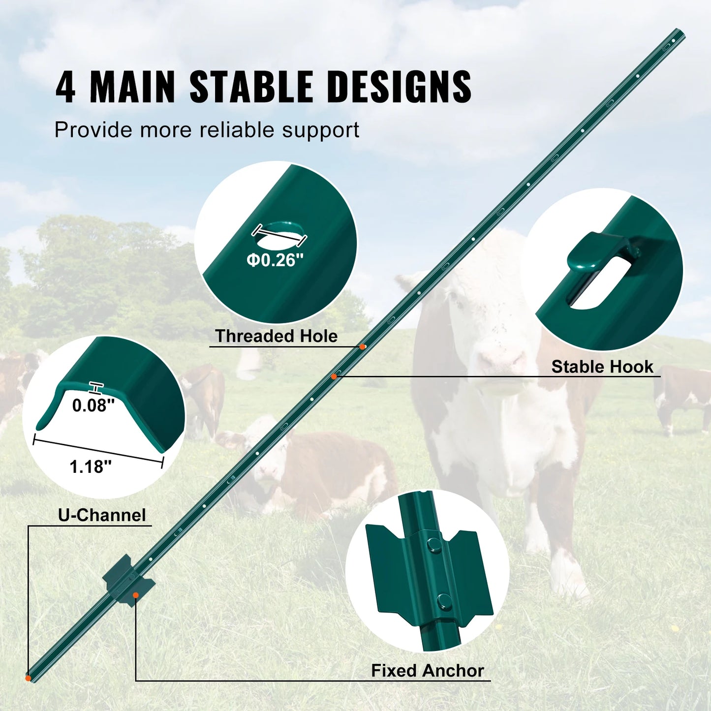 SucceBuy Heavy Duty Fence Post T Post for Outdoor Fencing