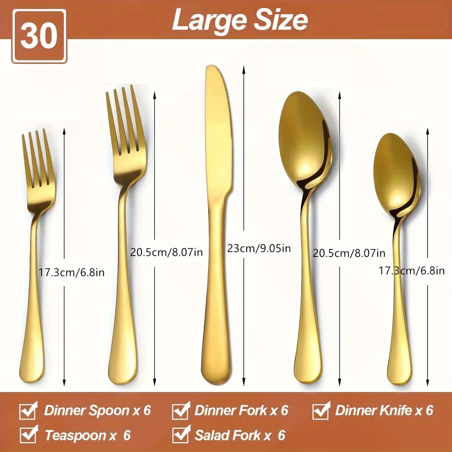 Luxury Flatware Set 30/60-Piece Stainless Steel Cutlery