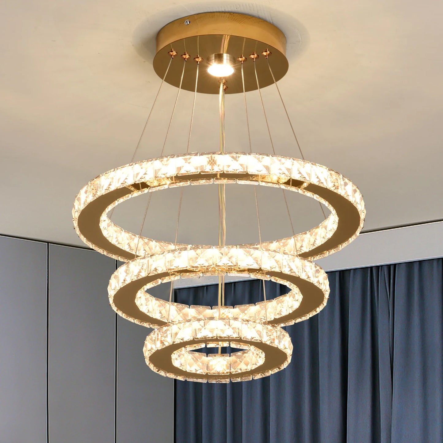 VETRULUS Crystal Chandelier for Living Room Hall Ceiling Pendant Light