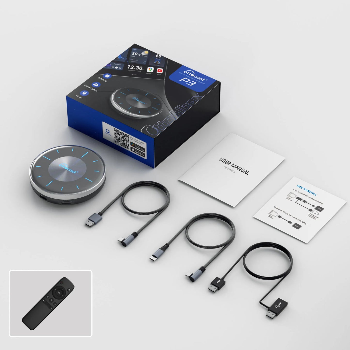 OTTOCAST P3 Android AI Box For CarPlay And Android Auto