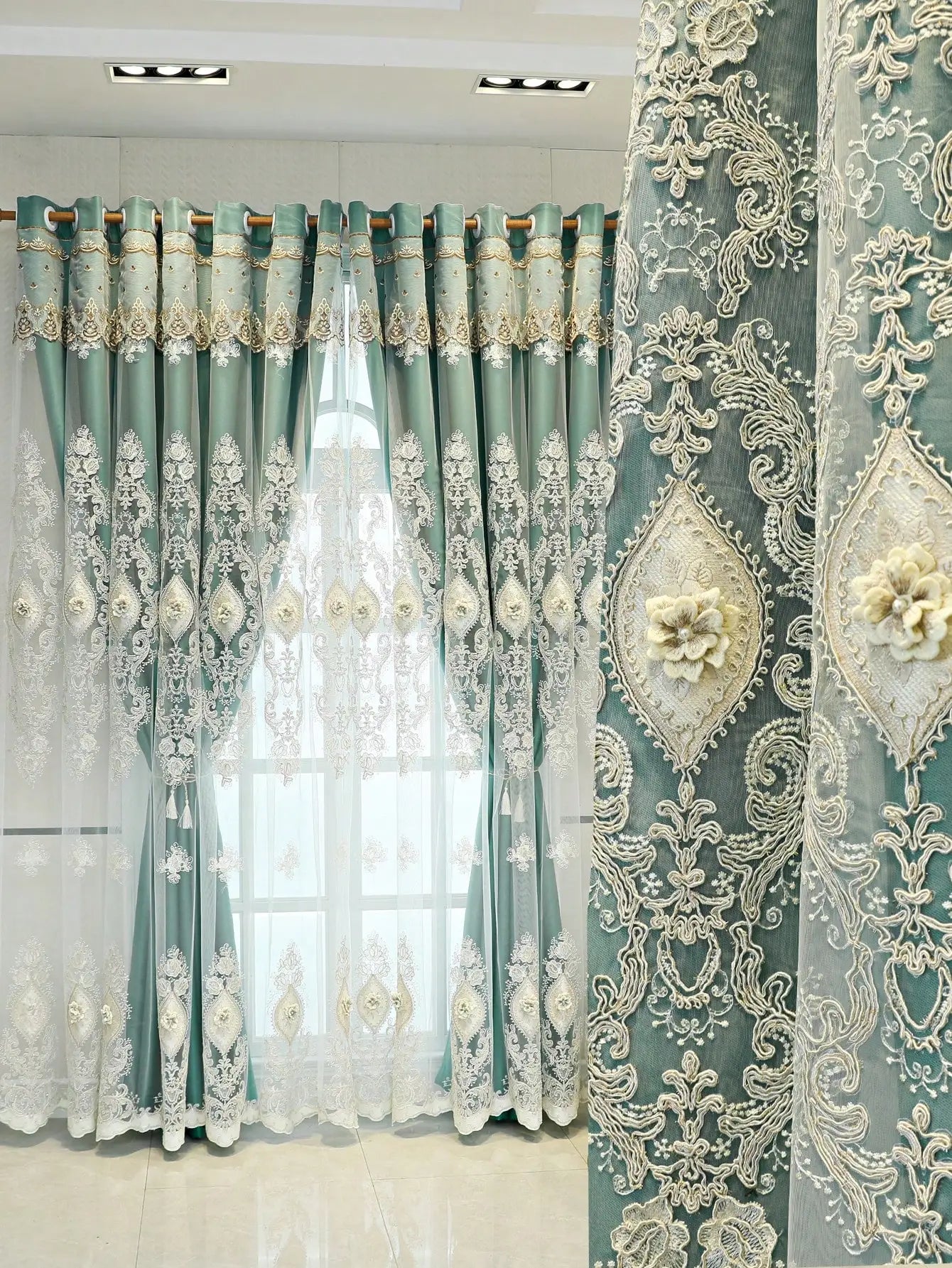Luxury Vintage Embroidered Curtains With 3D Relief Patterns