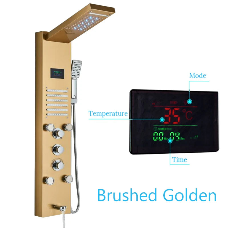 Shinesia Luxury LED Shower Panel With Massage Jets Rain