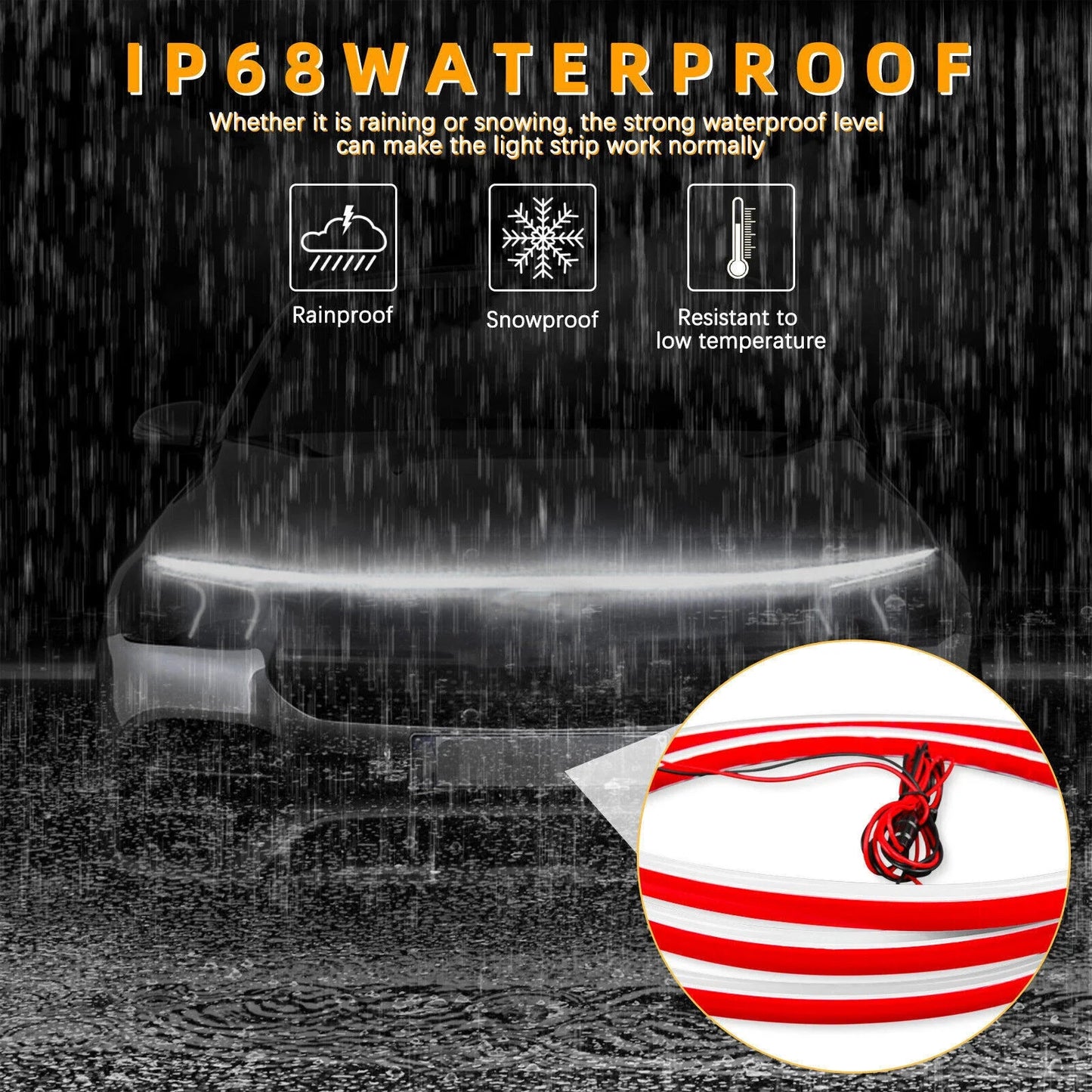 LED Car Hood Light Strip DRL Flexible Waterproof Decor