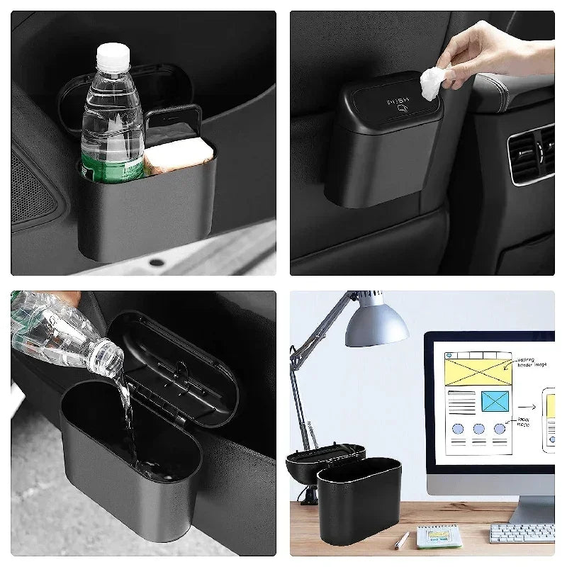 SUITU Car Trash Can With Lid Leakproof Mini Car Accessory