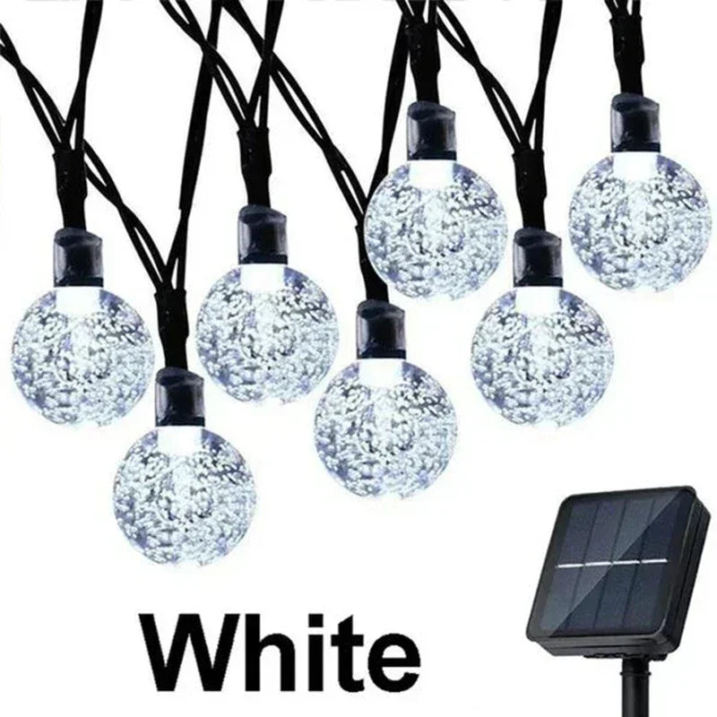 Solar String Lights Outdoor Fairy Crystal Garland 8 Modes Waterproof