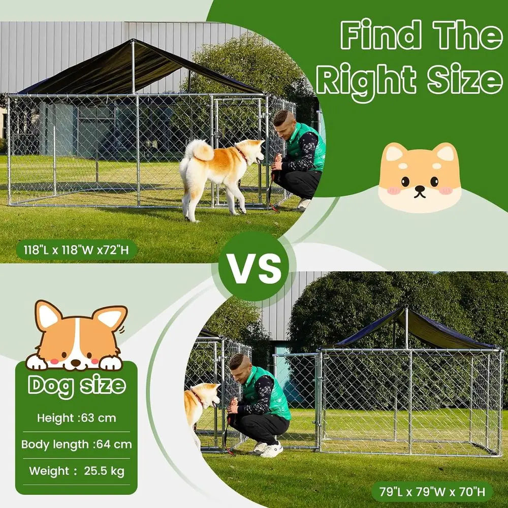 Sturdy Outdoor Dog Kennel With Secure Lock And Galvanized Construction