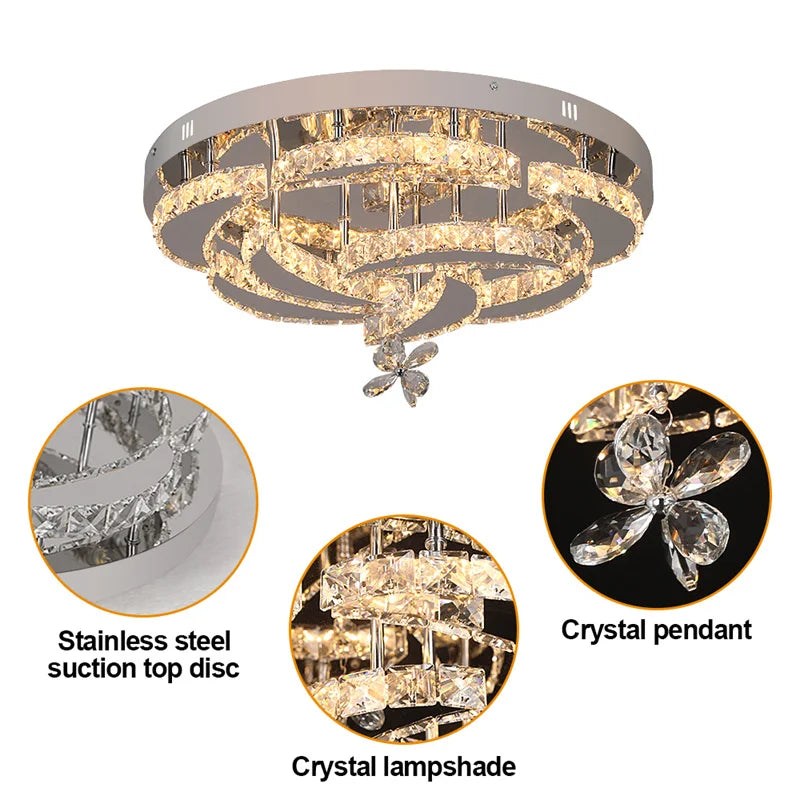 GreeLustr Crystal Ceiling Lamp Pendant Chandelier Living Room