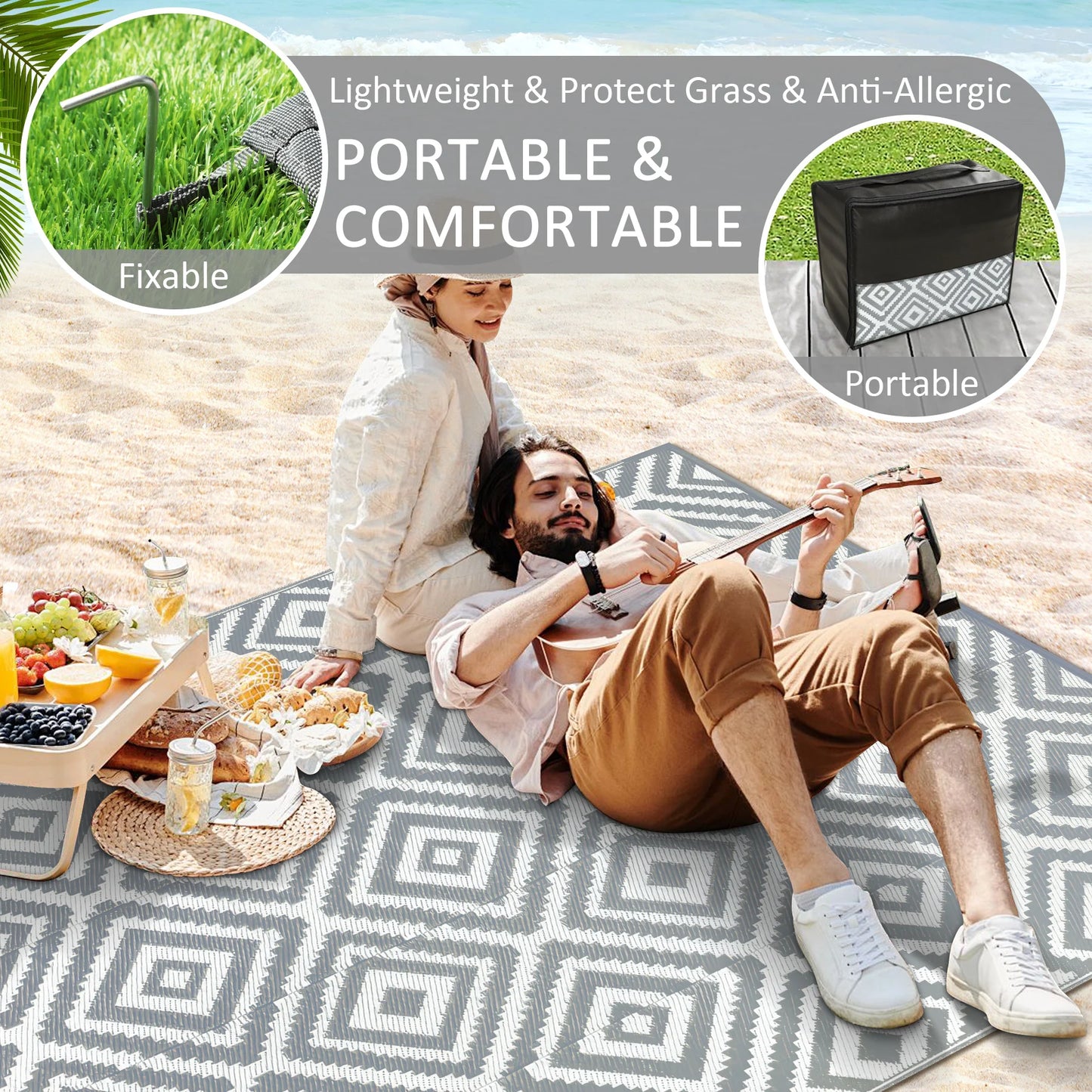 Outdoor Reversible Waterproof Plastic Rug For Patio And RV