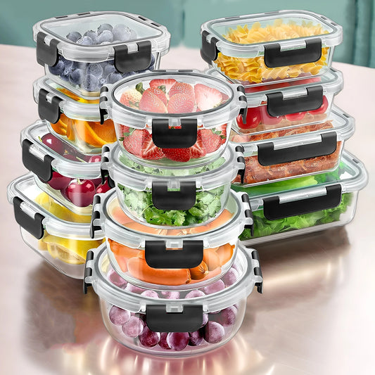 12 Piece Glass Lunch Box Set Microwave Safe Airtight BPA Free