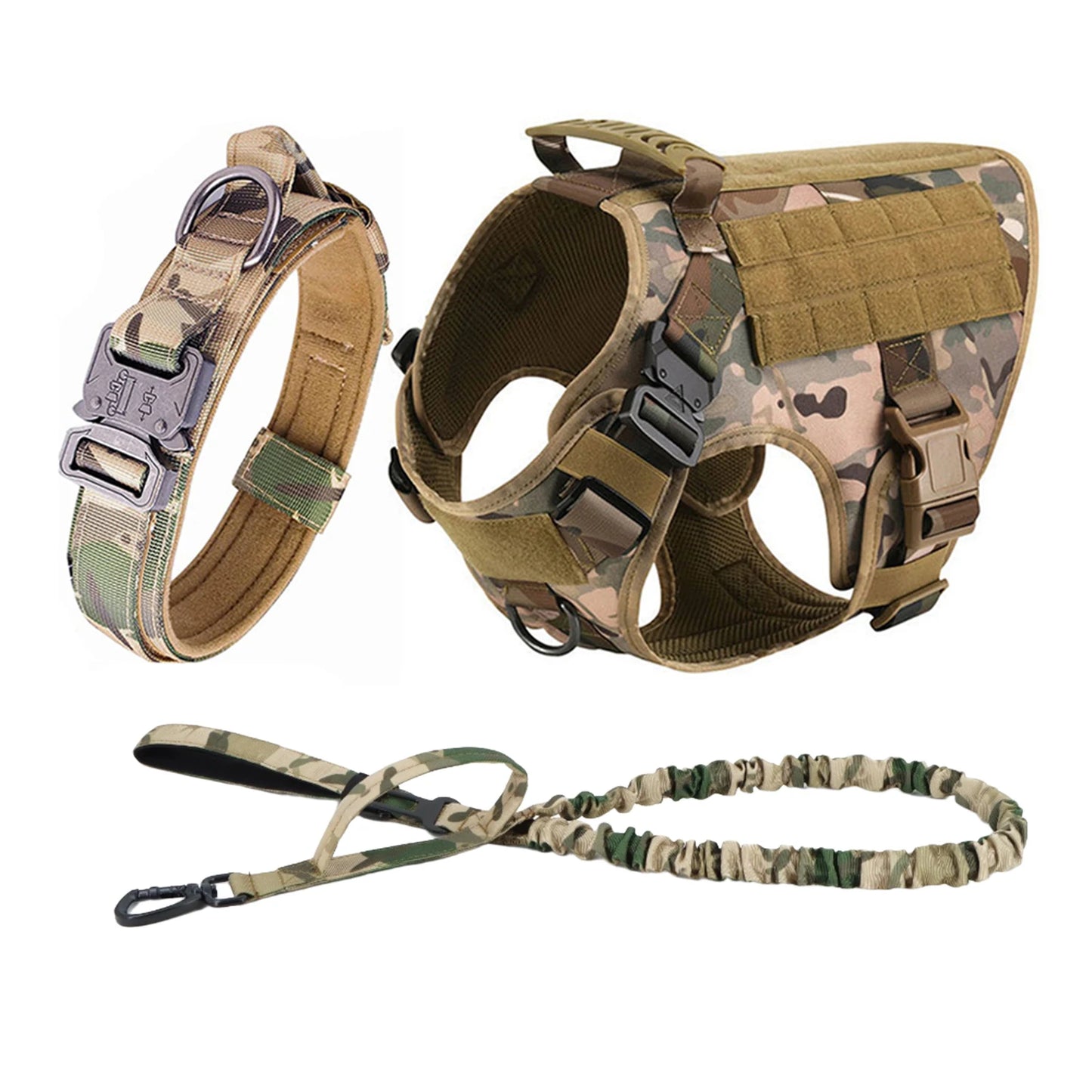 Nylon Tactical Dog Harness With MOLLE Pouches For Training