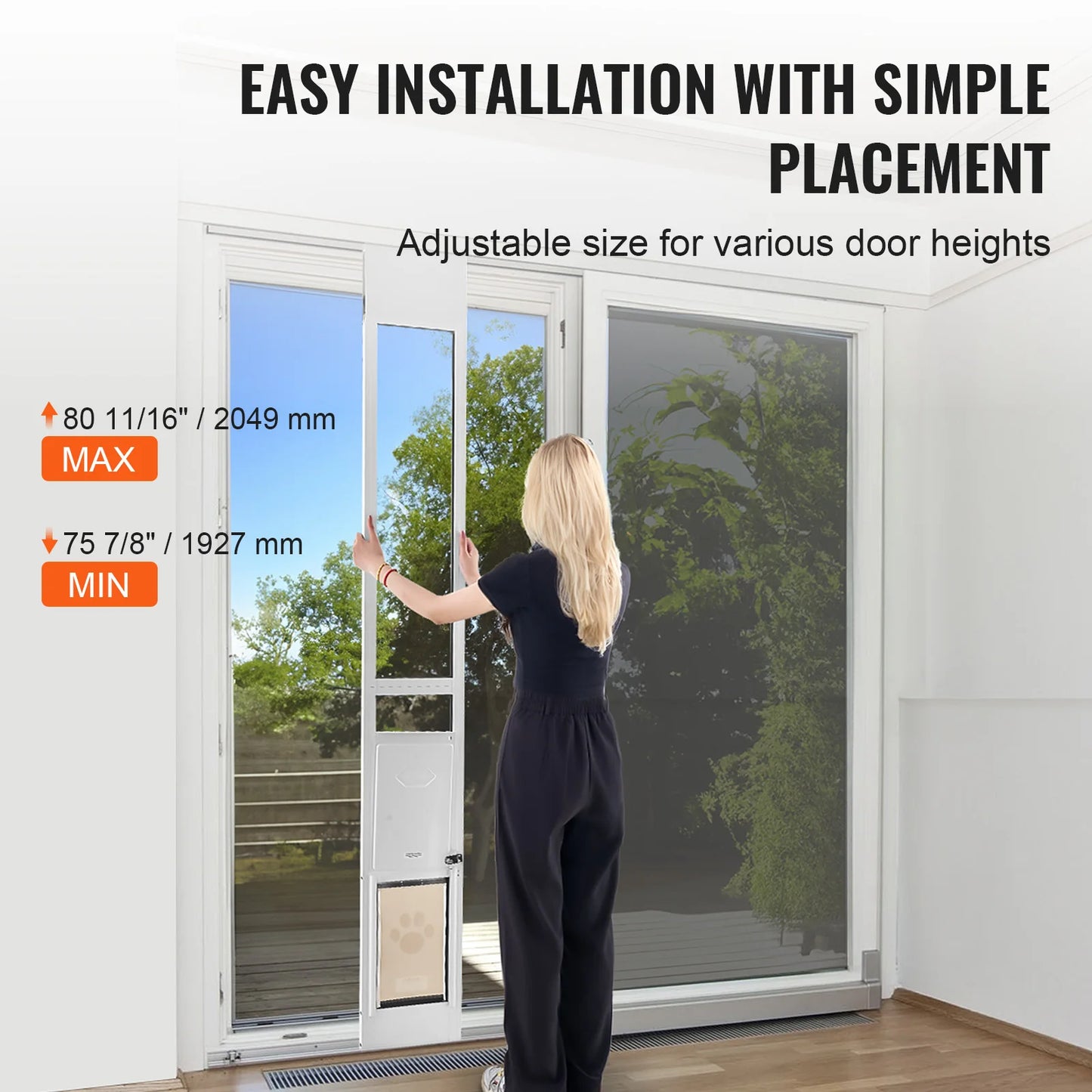 SucceBuy Adjustable Sliding Glass Dog Door For Pets