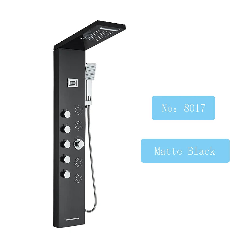 Shinesia Luxury LED Shower Panel With Massage Jets Rain