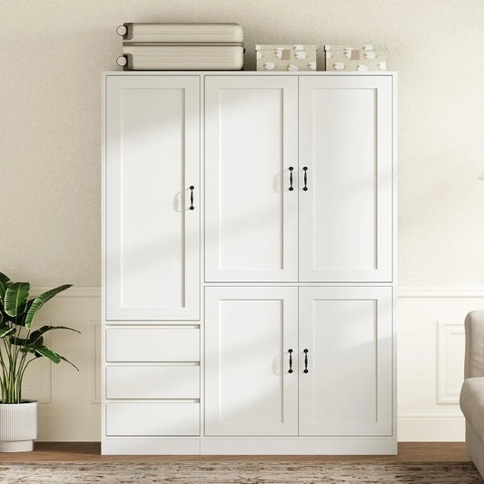 Armoire Wardrobe With Five Doors And Three Drawers