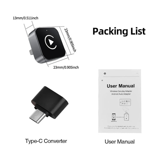 Mojoyce 2-in-1 Wireless CarPlay Android Auto Adapter Plug and Play
