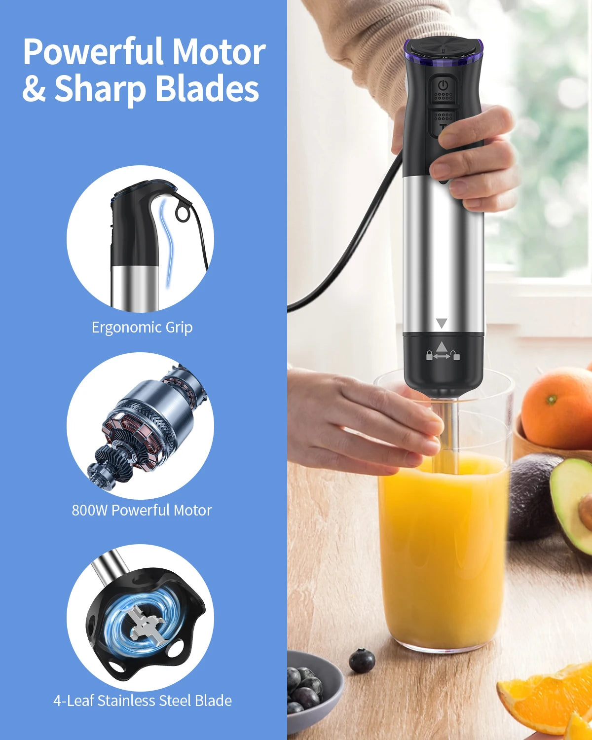 ZhiYu 1000W Immersion Handheld Blender 5-In-1 Kitchen
