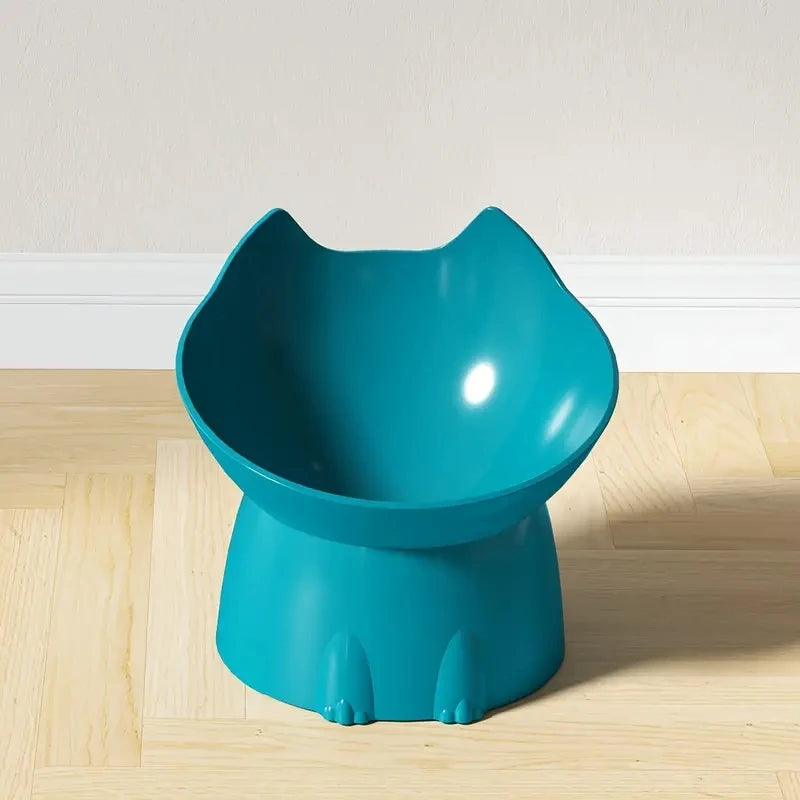 Elevated Cat Bowl Anti Tip Feeding Dish With Tilted Edge