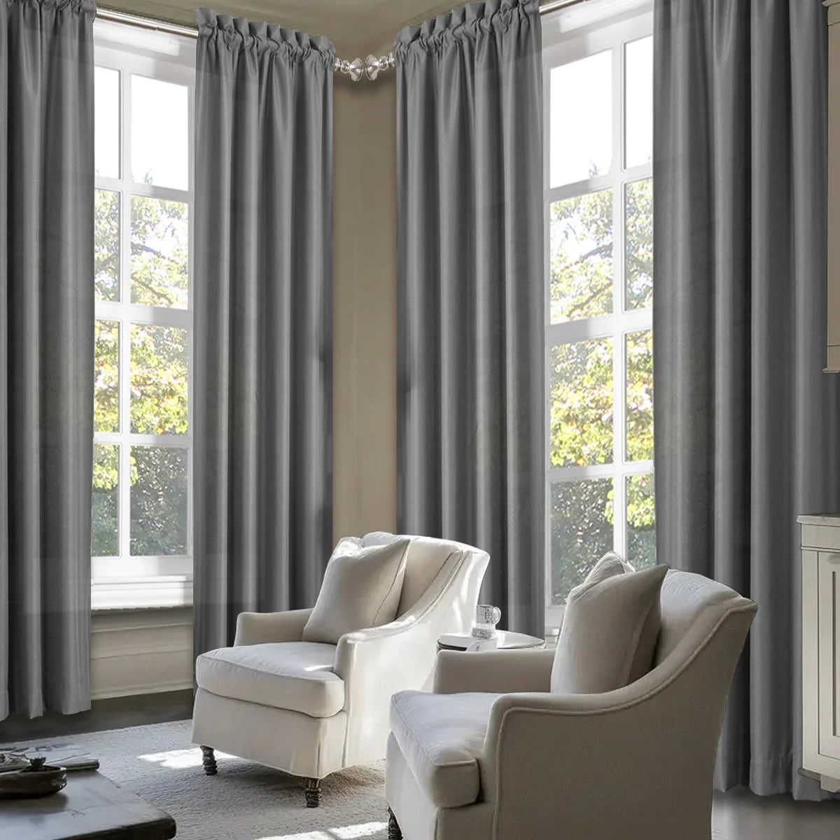 SABALANICA Light Filtering Curtains 4 Piece Rod Pocket Set