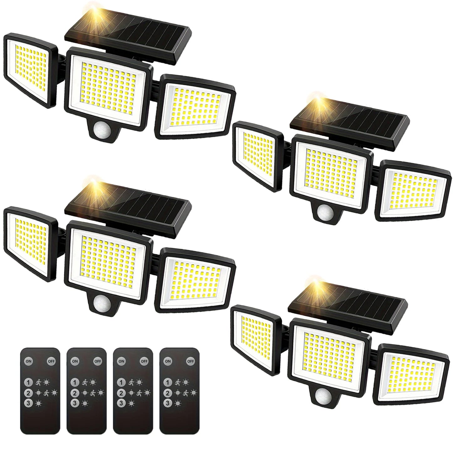 SZRSTH Three Head Solar Motion Sensor Outdoor Light With Remote