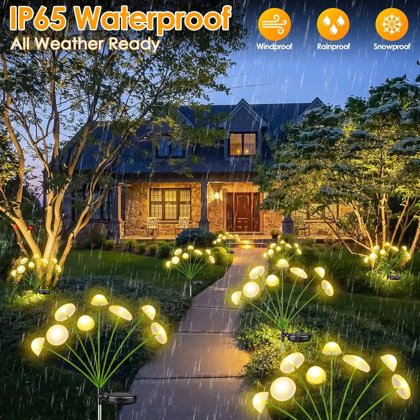 Solar Garden LED Mushroom Lights Dual Mode Waterproof Yard Decor