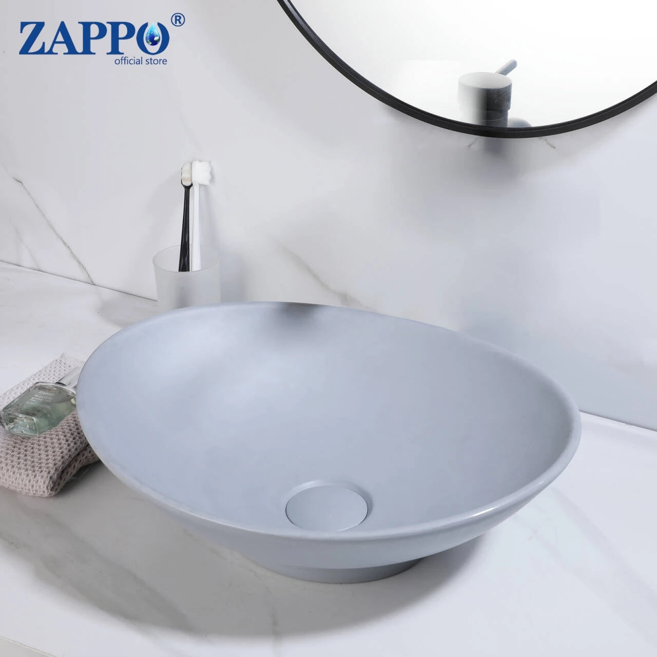 Torayvino Stone Resin Vessel Sink With Drain, Above-Counter Washbasin
