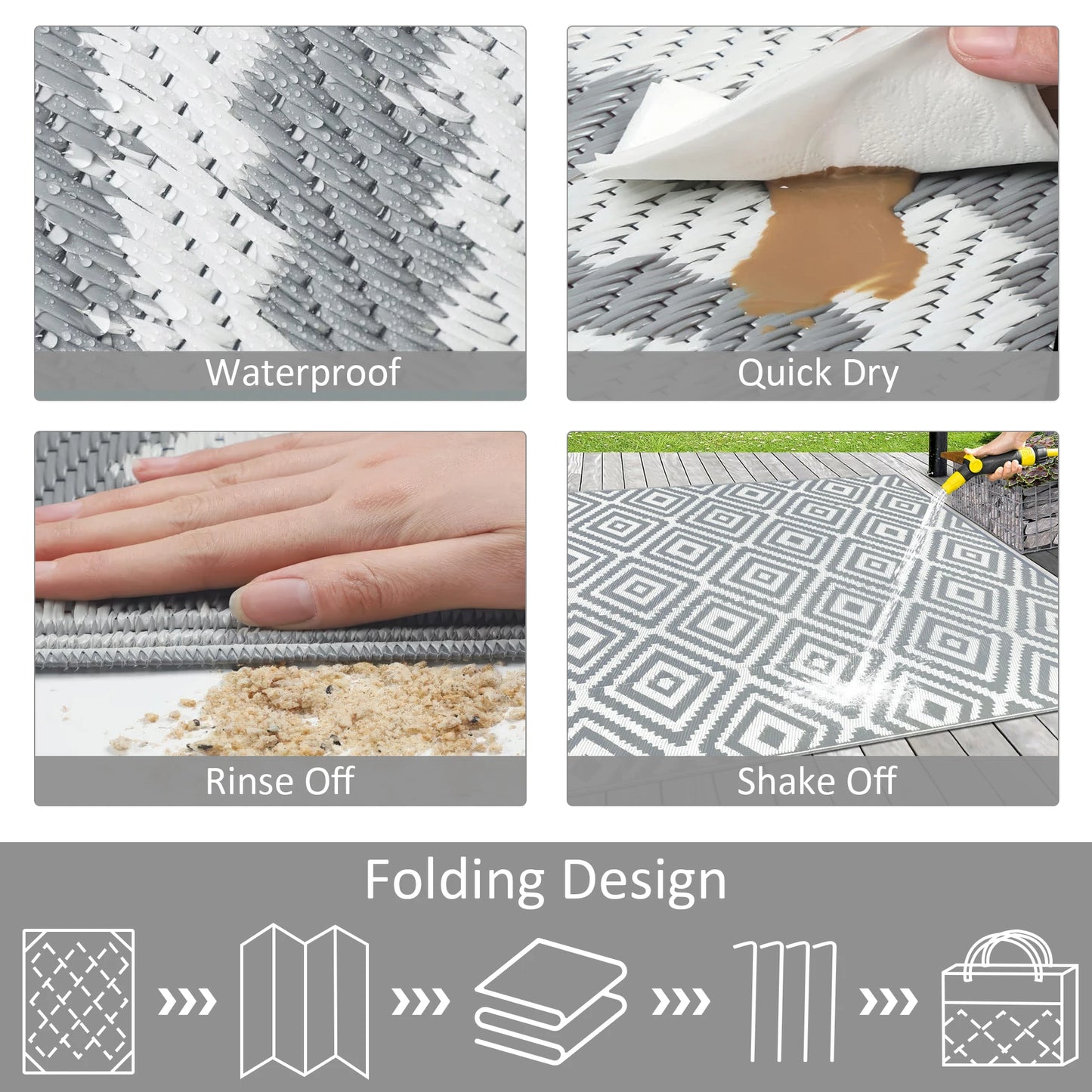 Outdoor Reversible Waterproof Plastic Rug For Patio And RV