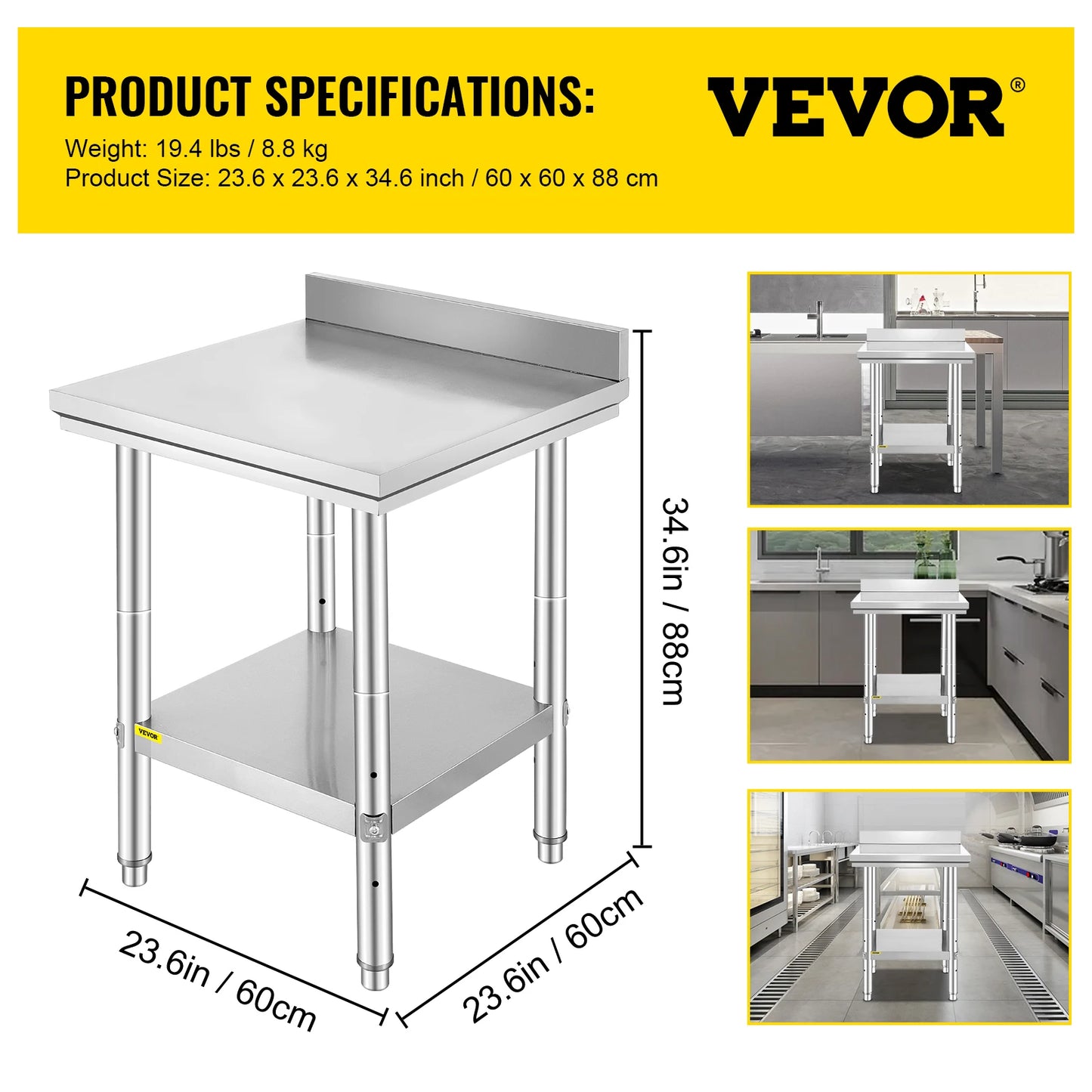 Stainless Steel Kitchen Work Bench With Undershelf For Commercial Catering