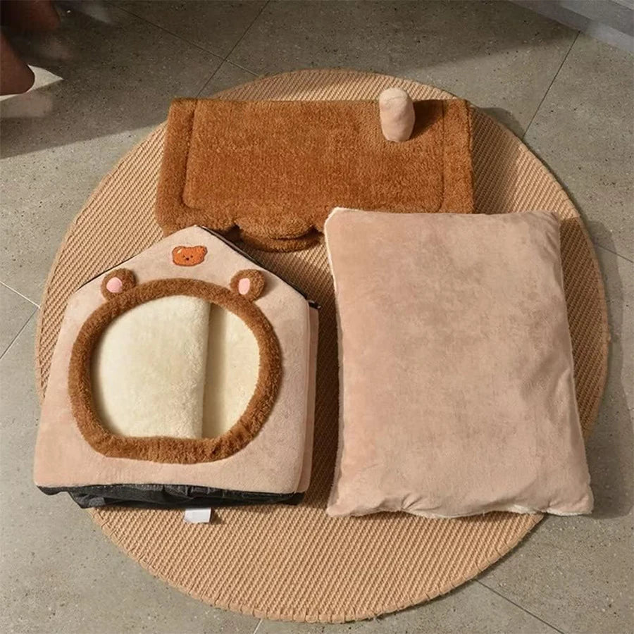 Foldable Pet House And Cat Cave Bed Removable Washable