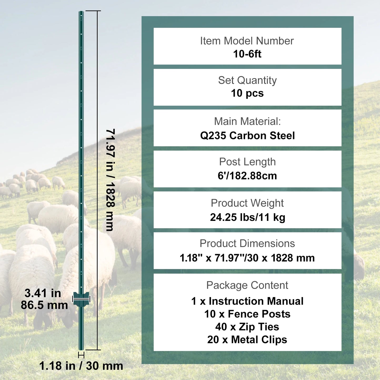 SucceBuy Heavy Duty Fence Post T Post for Outdoor Fencing