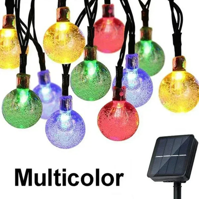 Solar String Lights Outdoor Fairy Crystal Garland 8 Modes Waterproof