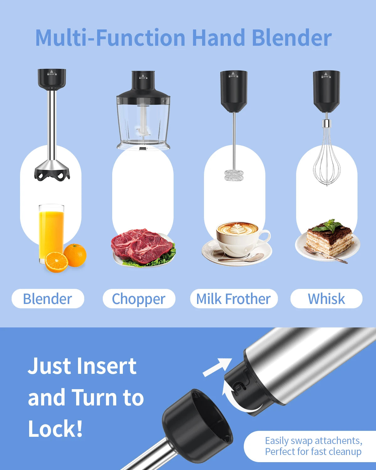 ZhiYu 1000W Immersion Handheld Blender 5-In-1 Kitchen