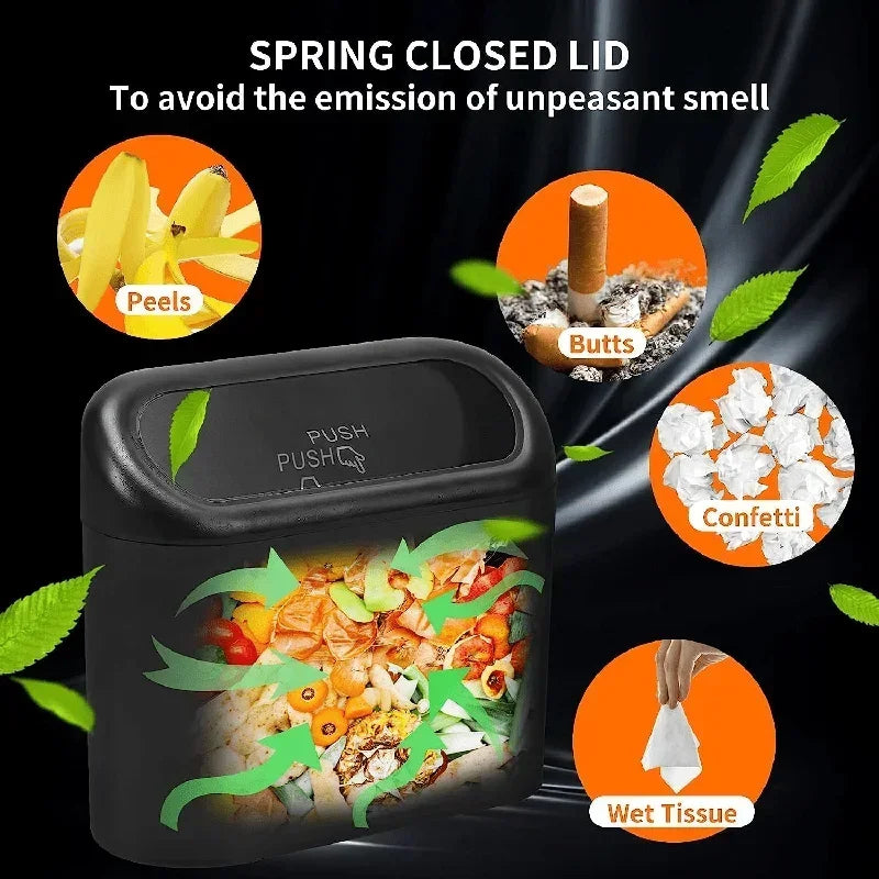 SUITU Car Trash Can With Lid Leakproof Mini Car Accessory