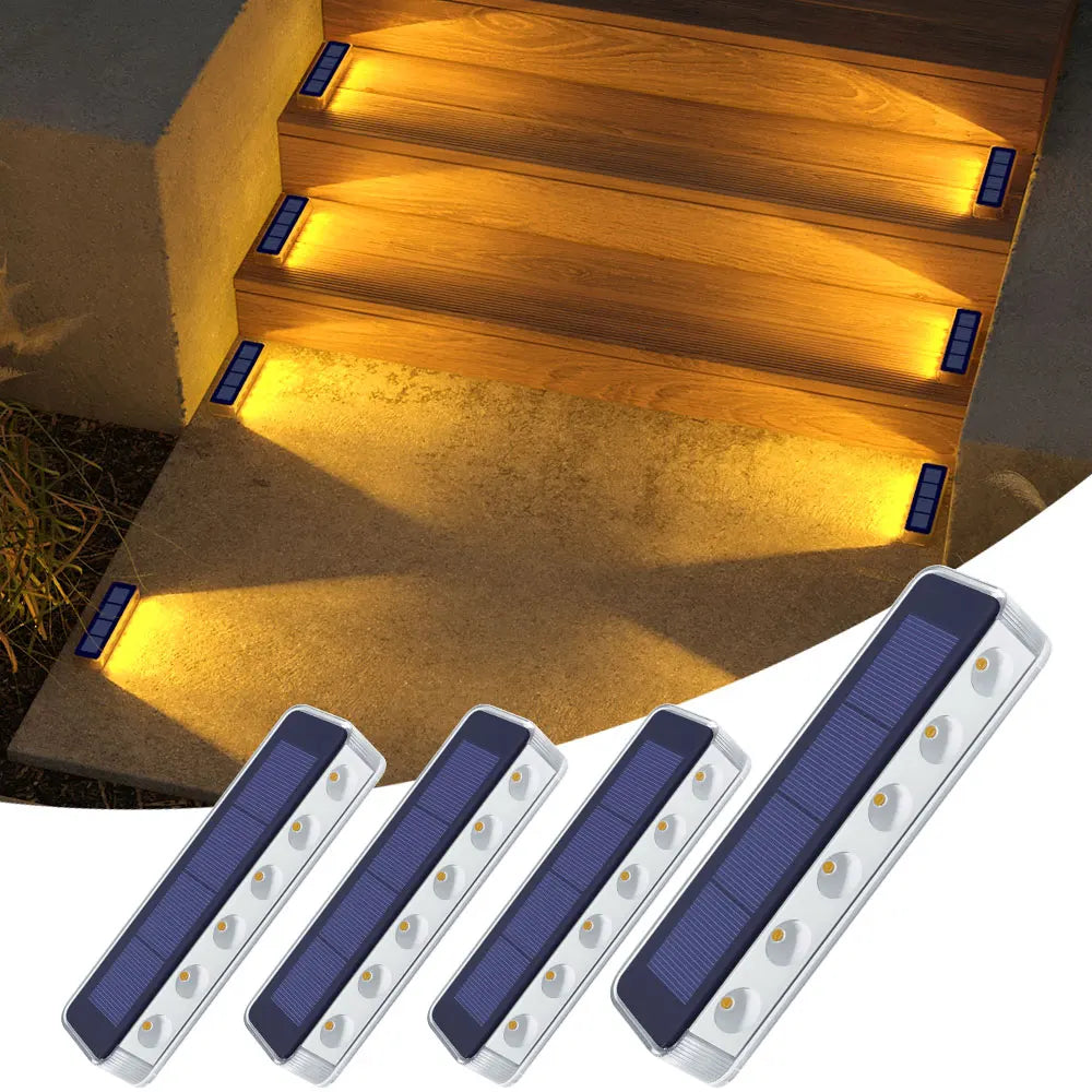Outdoor Solar LED Step Lights 4 Pack IP68 Waterproof Walkway Garden