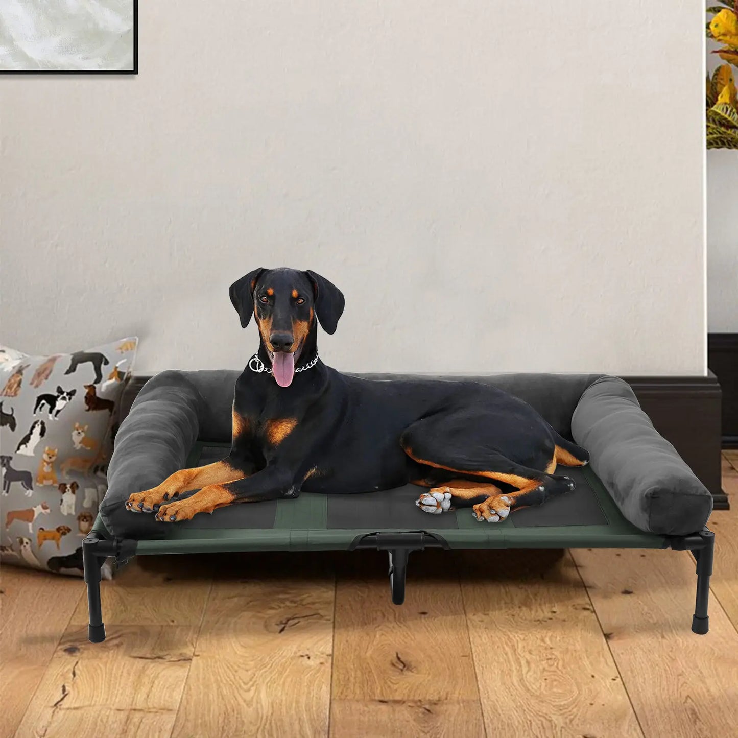 Bingopaw Elevated Indoor Outdoor Pet Lounger Bed With Detachable Bolster