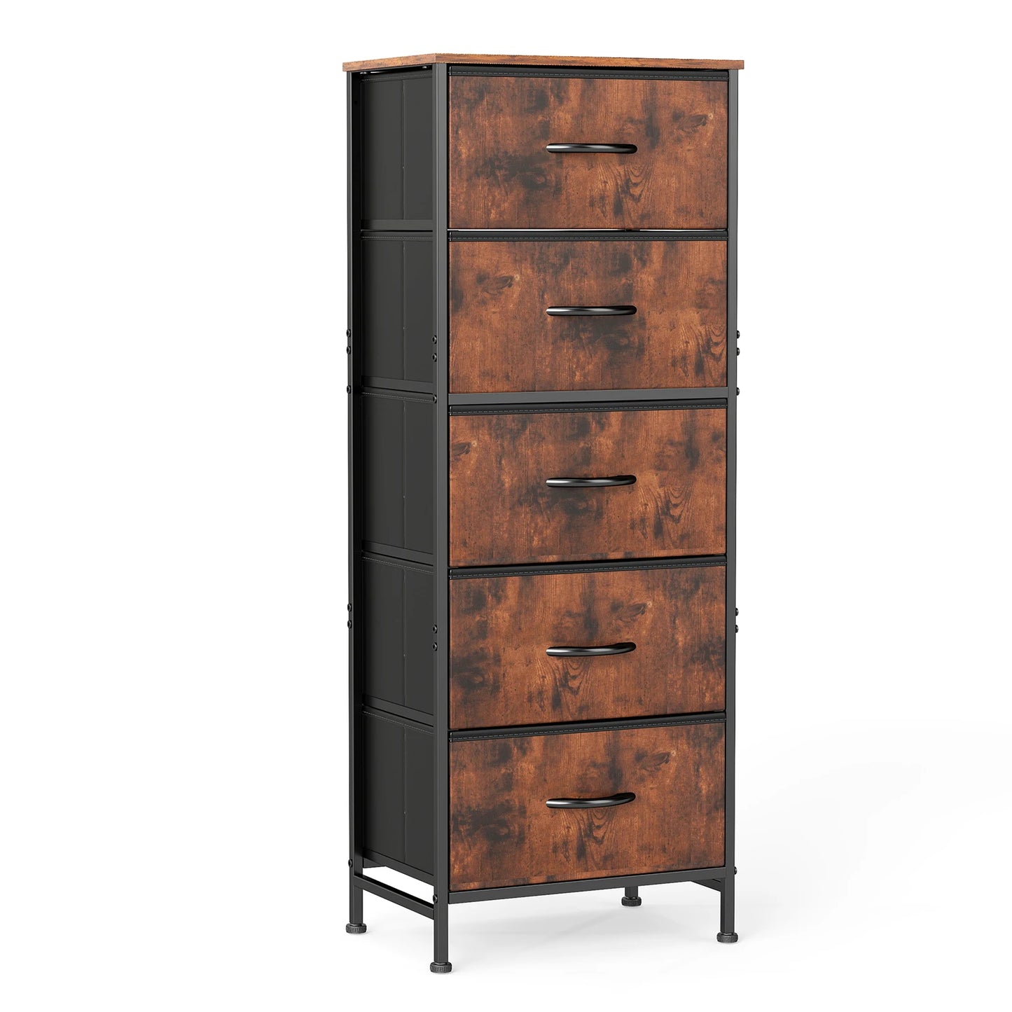JHK Contemporary Dresser With Fabric Drawers And Steel Frame