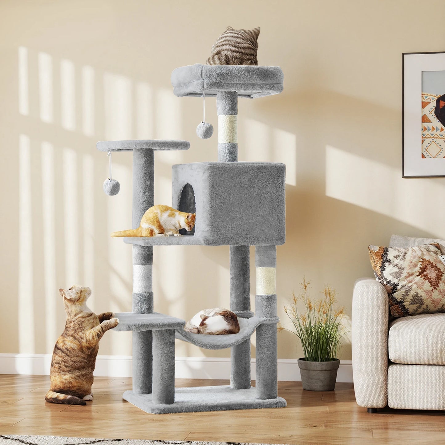 JHK Cat Tree Tall Multi Level Climbing Tower For Indoor Cats