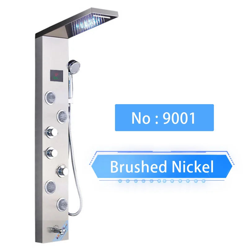 Shinesia Luxury LED Shower Panel With Massage Jets Rain