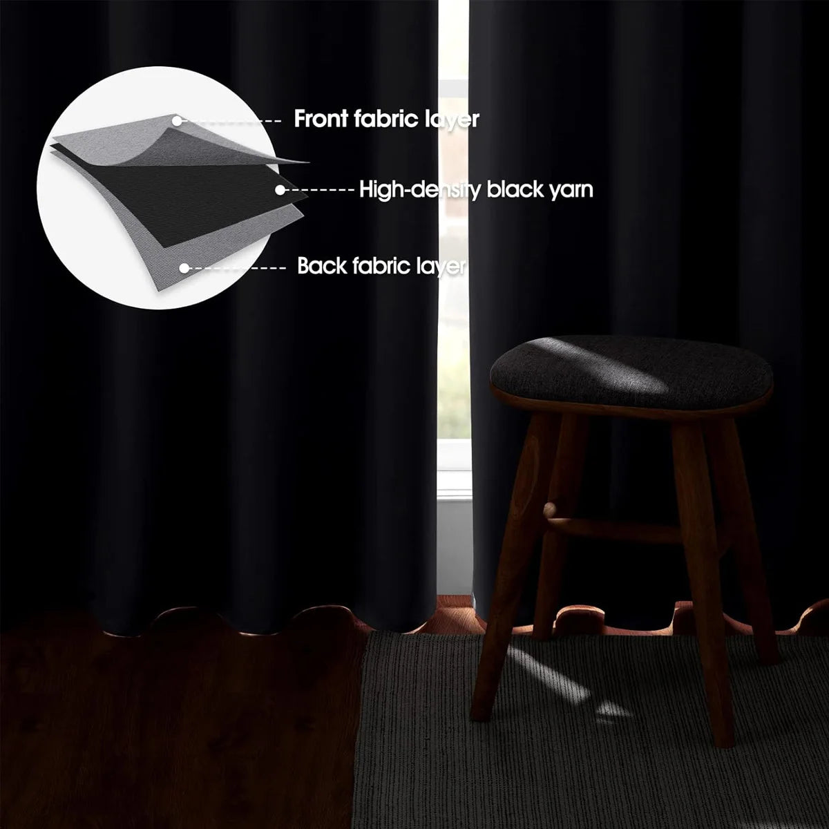 4 Piece Blackout Curtains With Heat Insulation And Noise Reduction