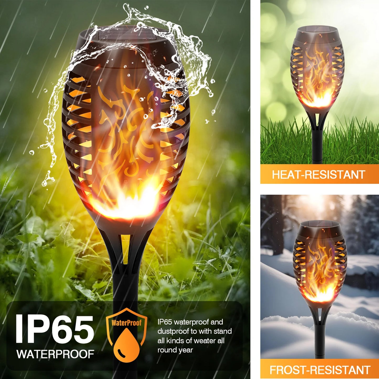 Solar Lights Outdoor LED Flickering Flame Torch Waterproof Garden Decor